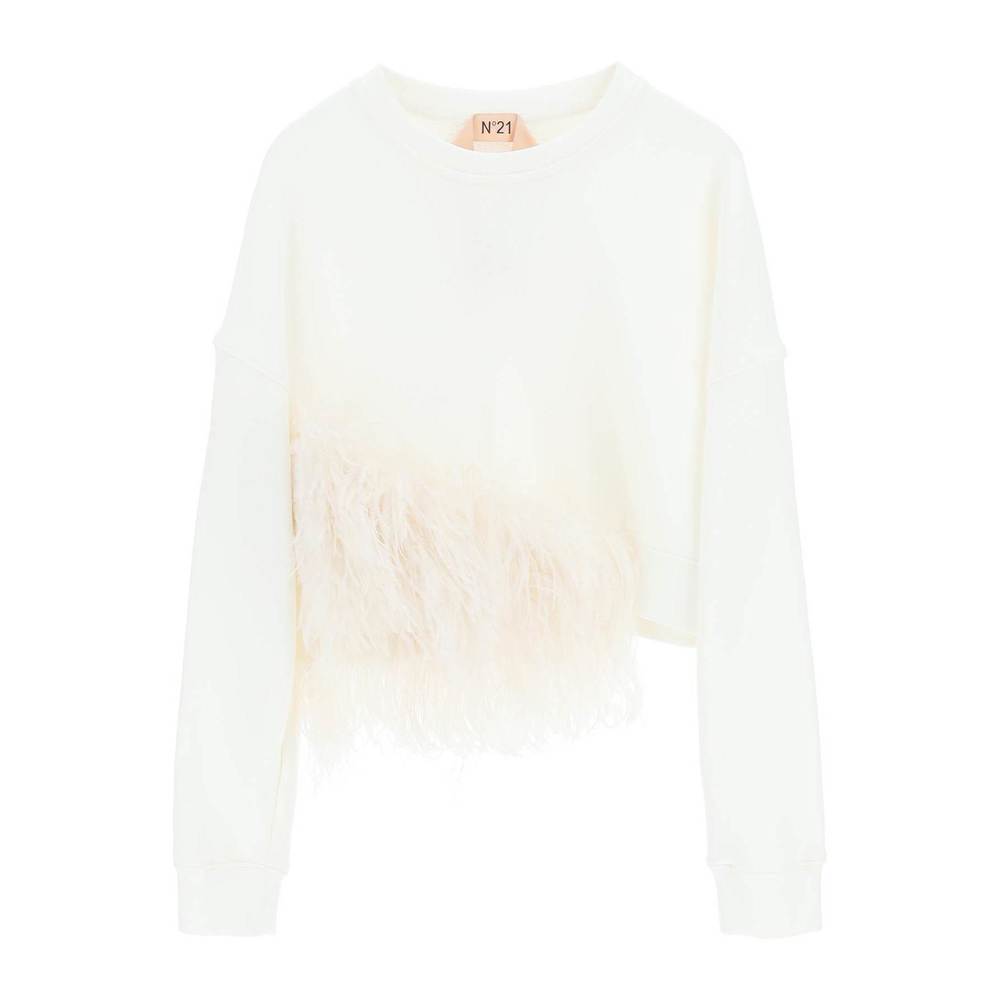 N21 cropped sweatshirt with feathers